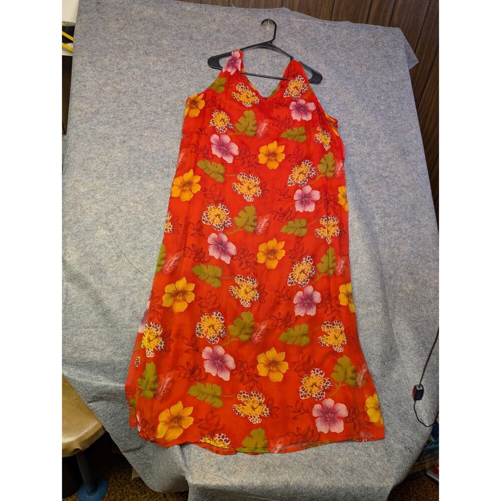 VTG Robbie Bee 100% Silk Orange Floral 2 Piece Button Jacket 18W Hawaiian Resort - Picture 5 of 8